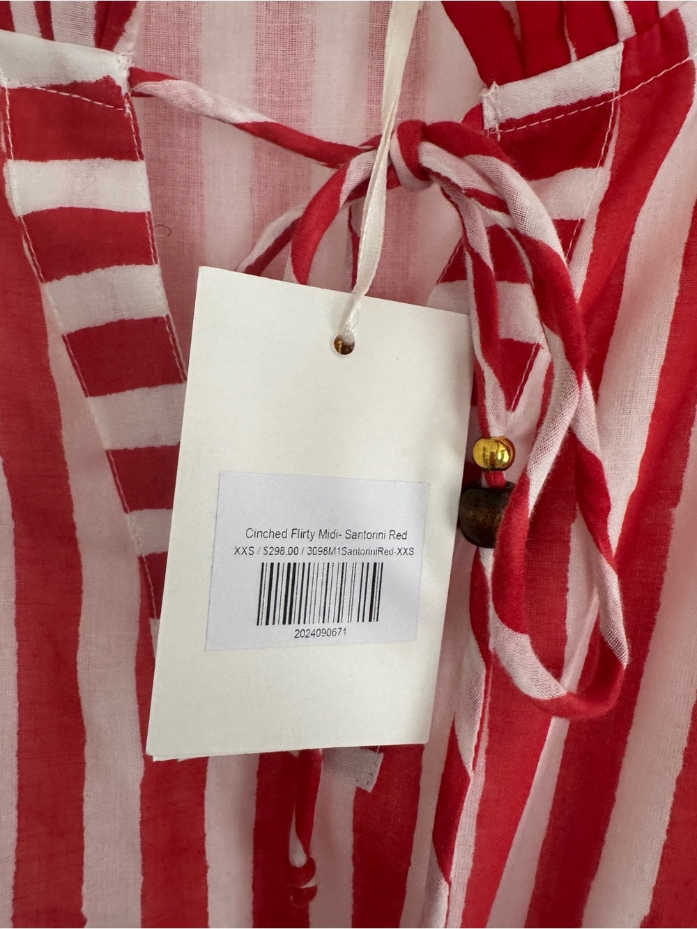 NWT Oliphant CINCHED FLIRTY MIDI-SANTORINI RED size XXS - Picture 7 of 10